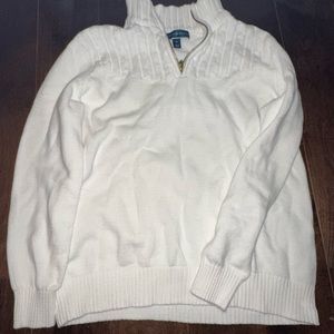 Karen Scott white half zip sweater